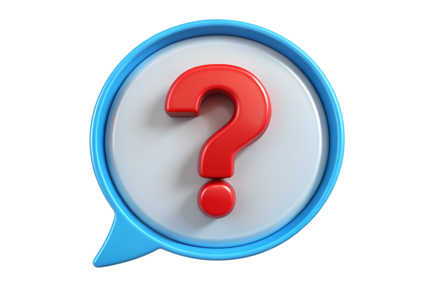 3D Render of a Red Question Mark in a Blue Speech Bubble png