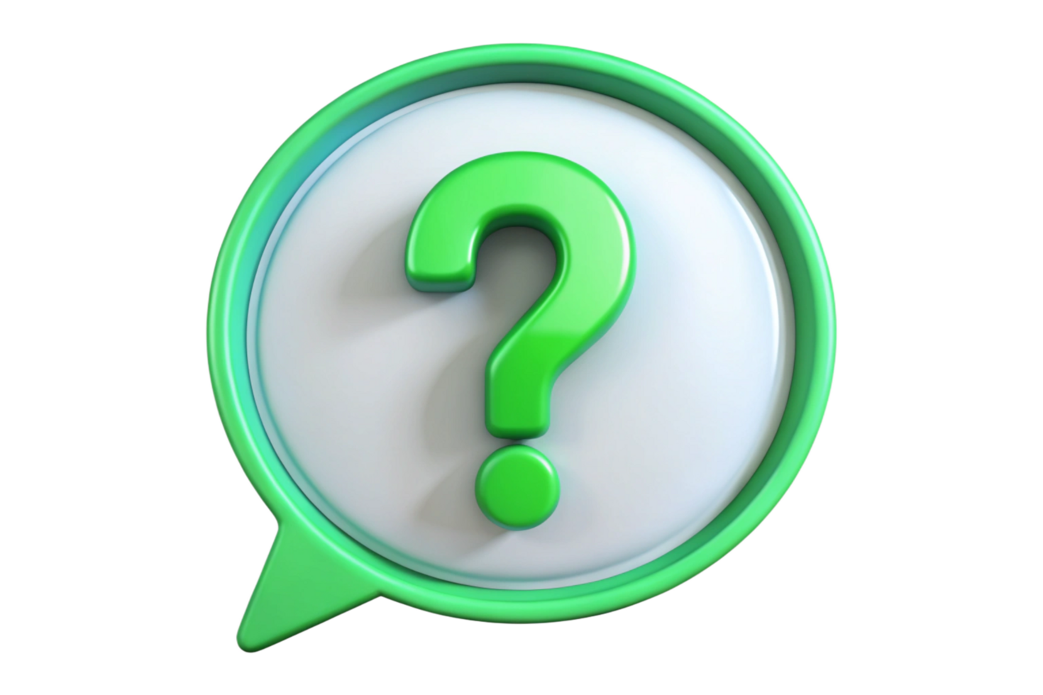 Green 3D Question Mark in a Speech Bubble Icon Illustration png