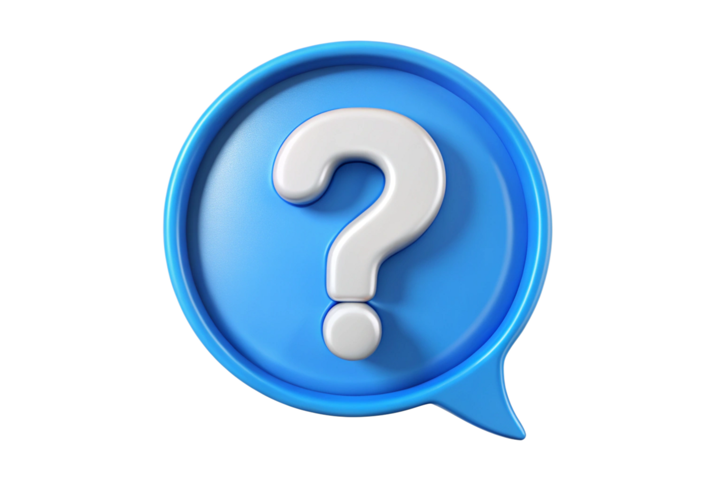 3D Render of a Blue Speech Bubble with White Question Mark png