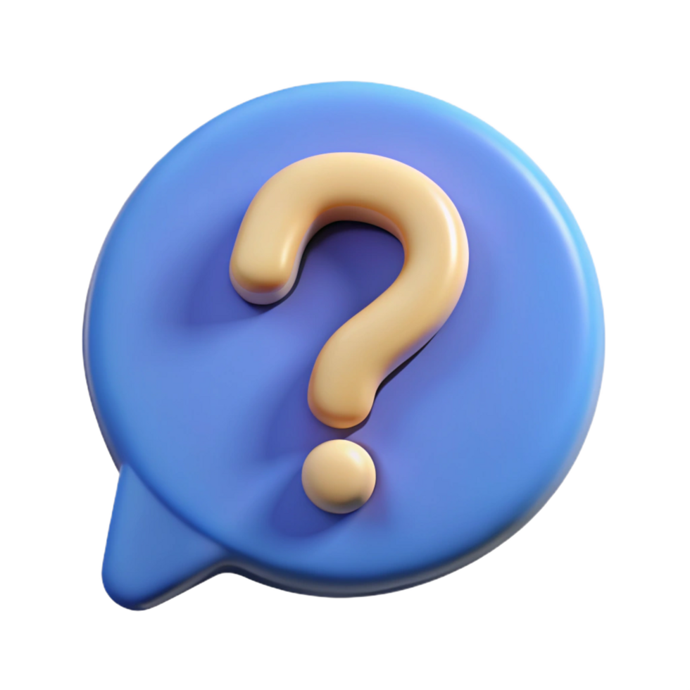3D Render of a Pastel Yellow Question Mark in a Blue Speech Bubble png