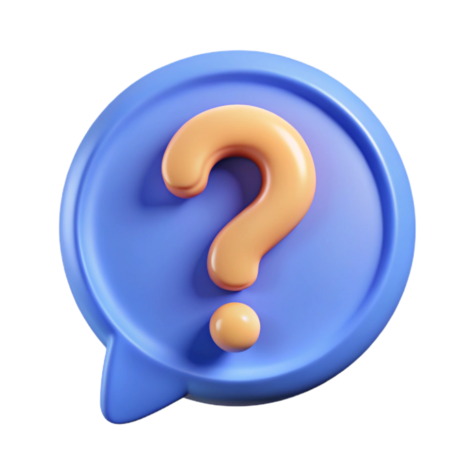 3D Render of a Cute Cartoon Question Mark in a Speech Bubble png