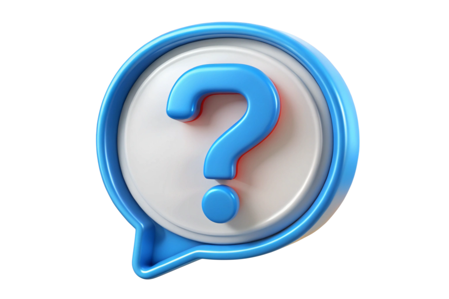 3D Render of a Blue Question Mark in a Speech Bubble Icon Design Element png