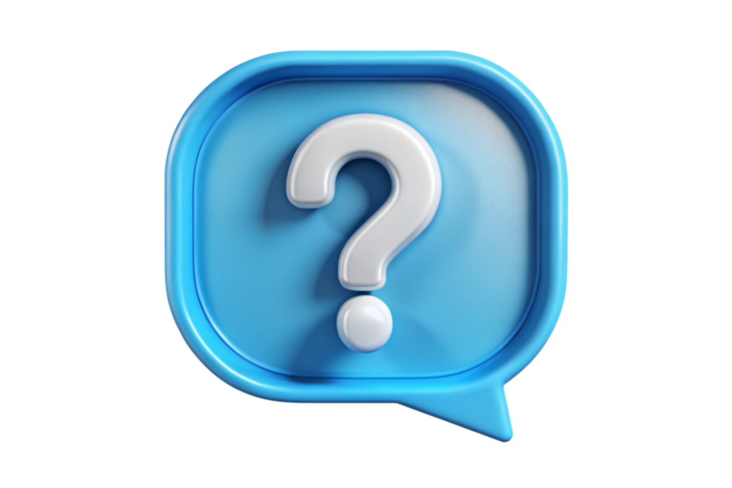 3D Render of Blue Speech Bubble with a White Question Mark png