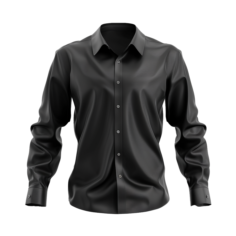 A Black Men's Long Sleeve Dress Shirt Mockup Product Photography png
