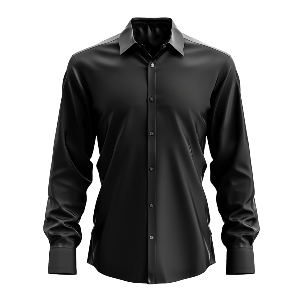Black Men's Long Sleeve Dress Shirt Mockup Product Presentation png