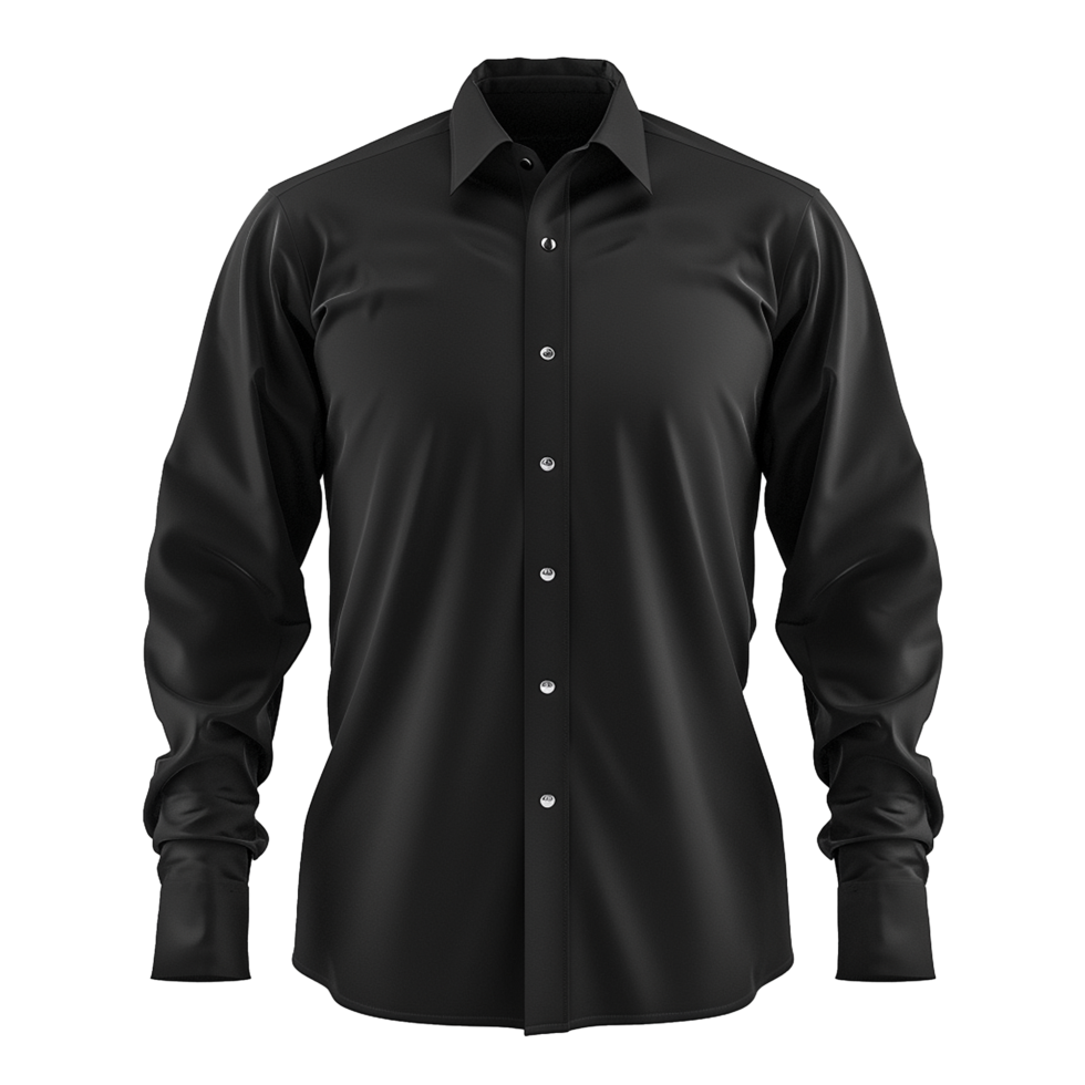 Classic Black Long Sleeve Dress Shirt Mens Formal Business Wear Apparel png