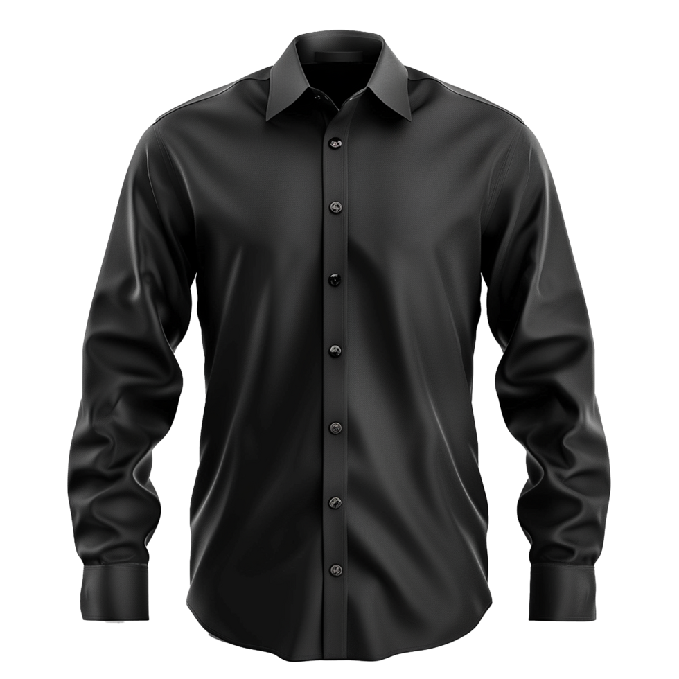 A Black Long Sleeve Dress Shirt Mockup for Men's Fashion png