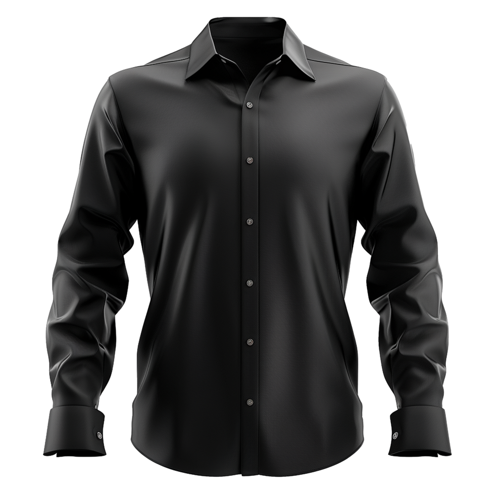 Classic Men's Black Long Sleeve Dress Shirt Mockup for Fashion Design and Branding png