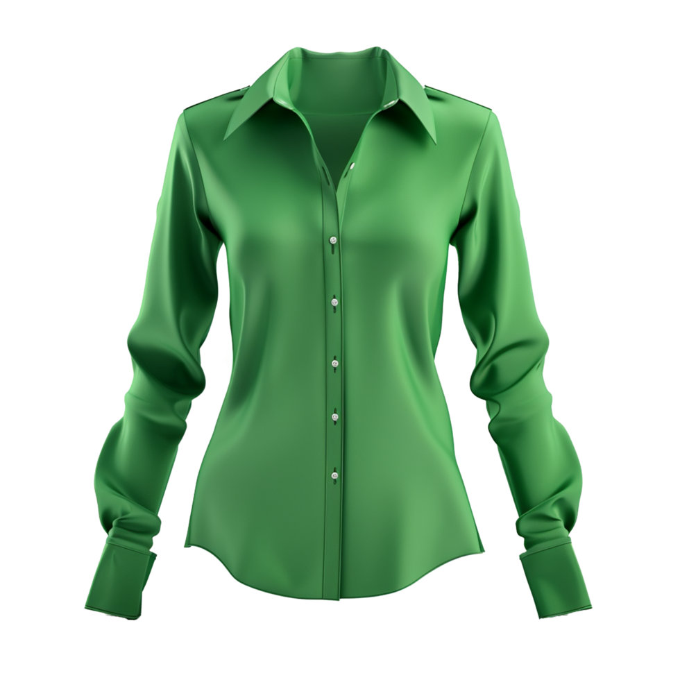 Elegant Green Women's Long Sleeve ButtonDown Shirt A Sophisticated and Versatile Apparel Choice png