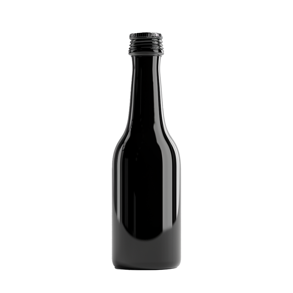 Sleek Black Glass Bottle Mockup for Premium Liquor or Beverage Branding png