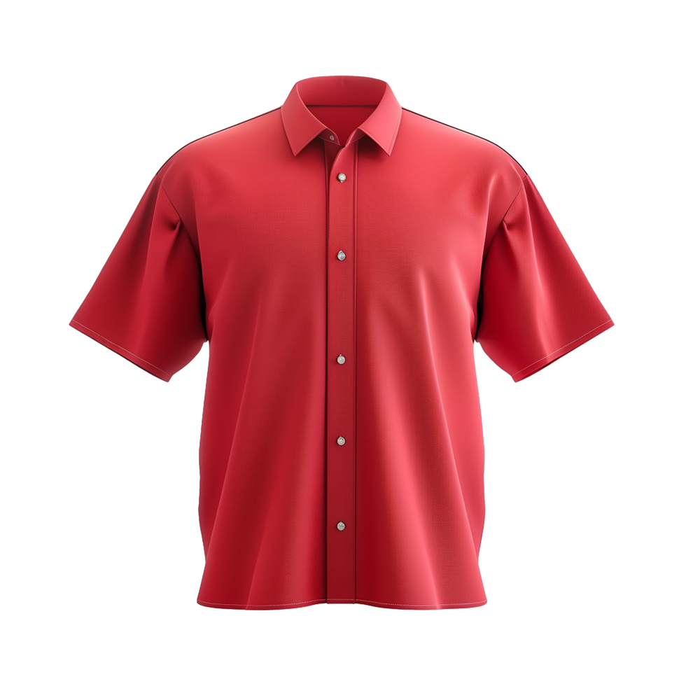 Red Short Sleeve Button Down Shirt Mockup Product Design Template png