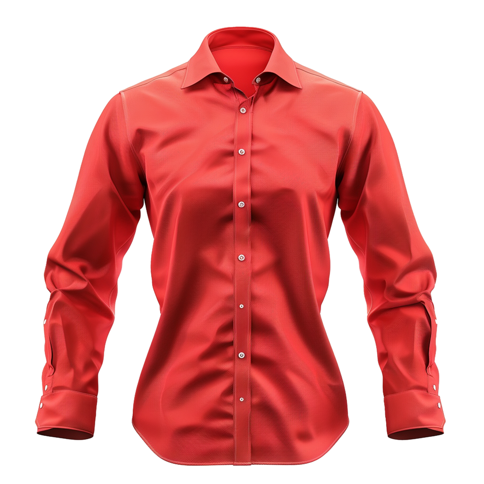 Elegant Red Womens Long Sleeve Button Down Shirt Mockup png