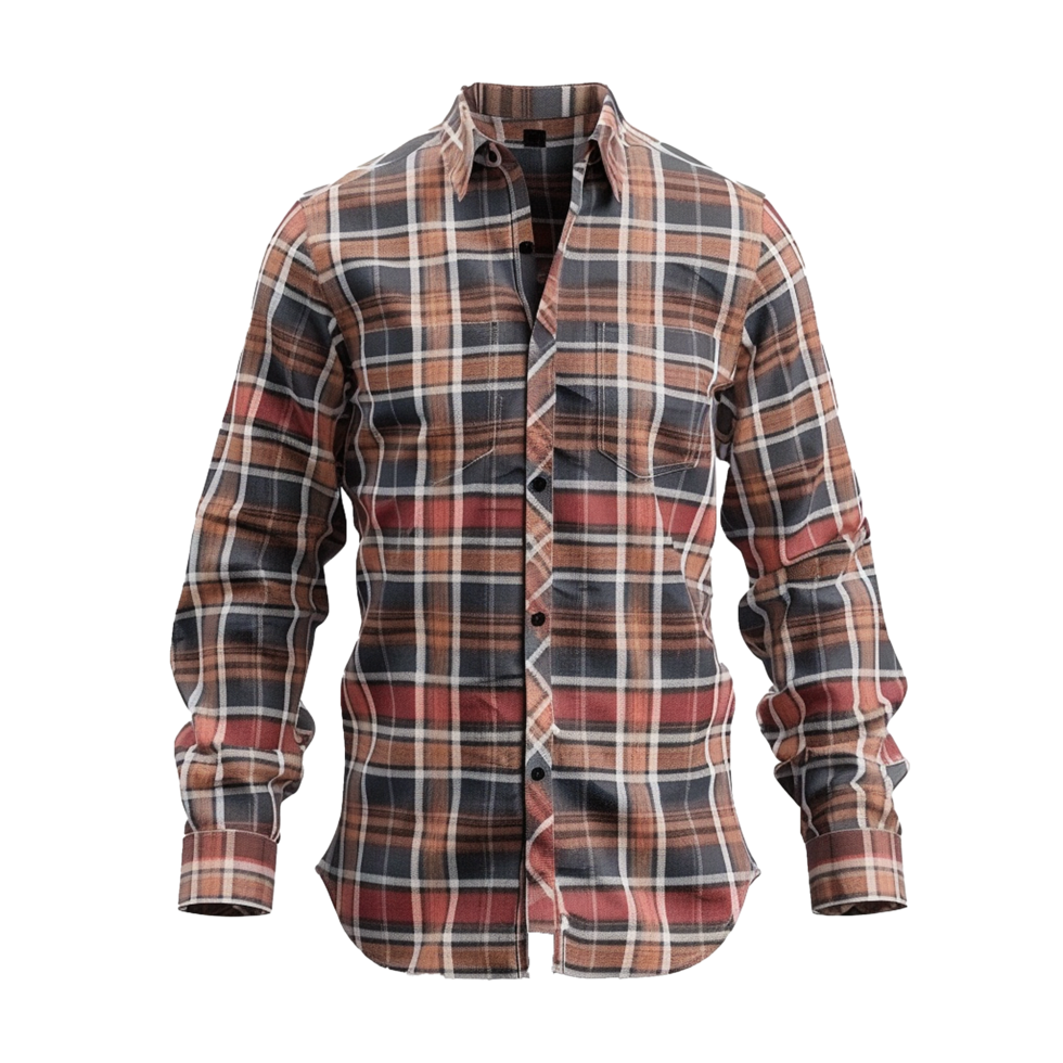 Mens Long Sleeve Plaid Flannel Shirt Casual Button Down Checkered Shirt png