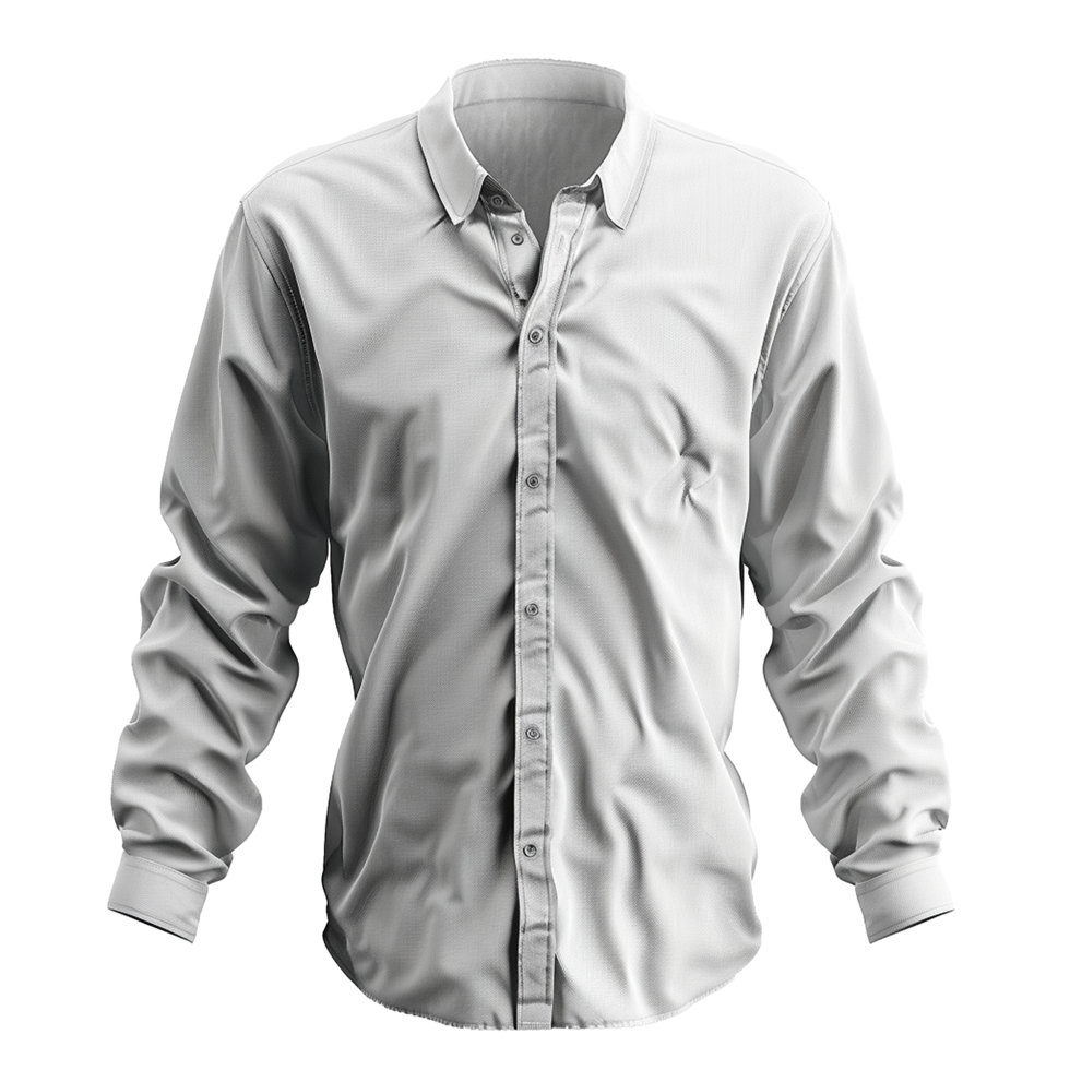 Blank White Long Sleeve Button Down Shirt Mockup for Apparel Design png