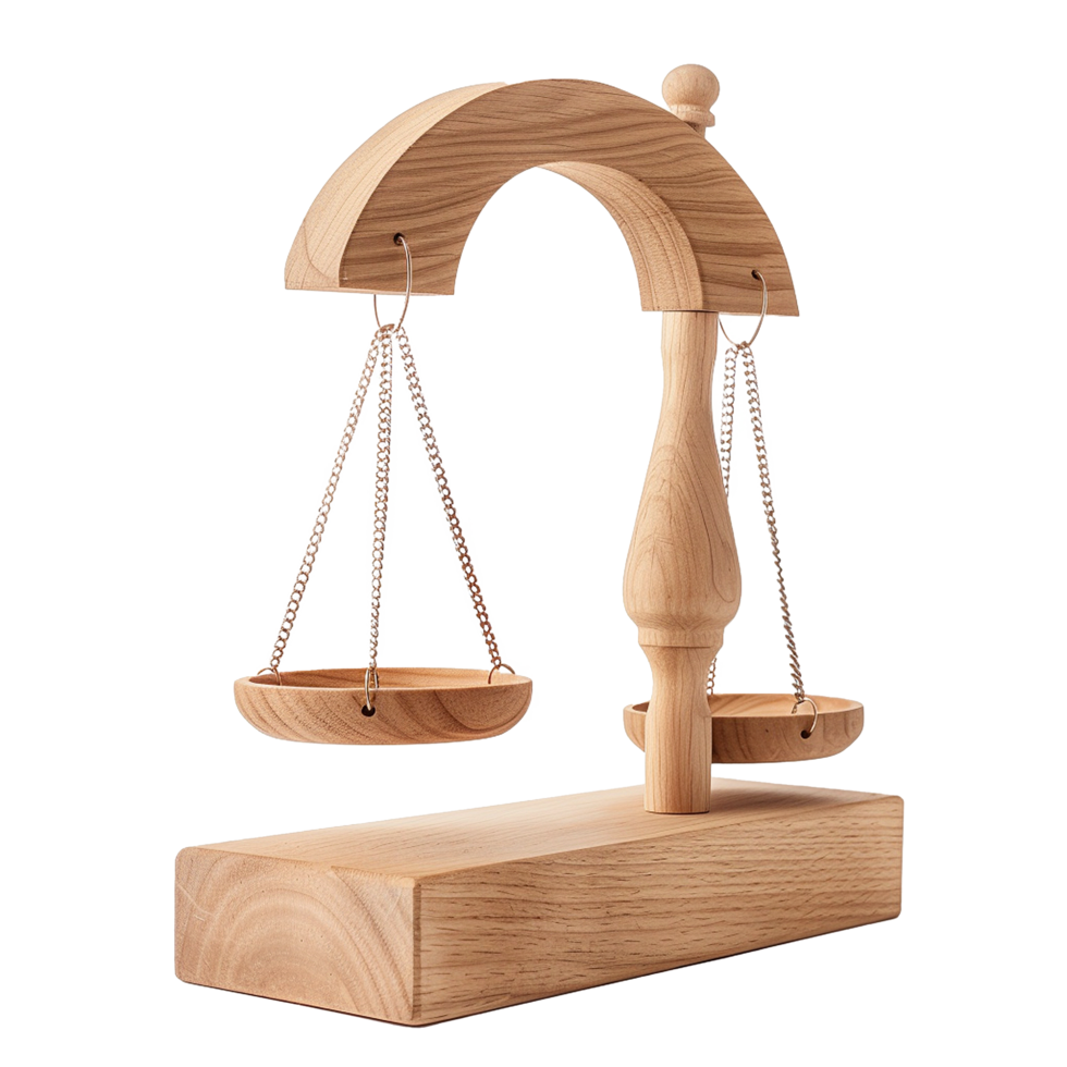Elegant Wooden Balance Scale with Hanging Trays Perfect for Home Decor or Jewelry Display png