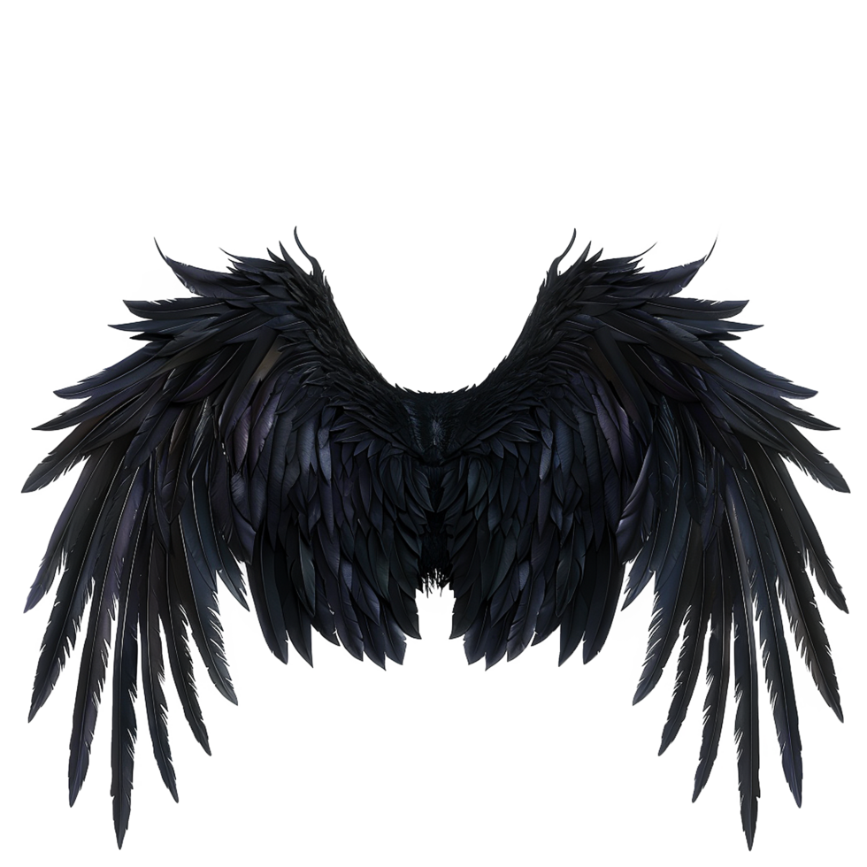 Majestic Pair of Dark Raven Wings Isolated on White Background Digital 3D Render png