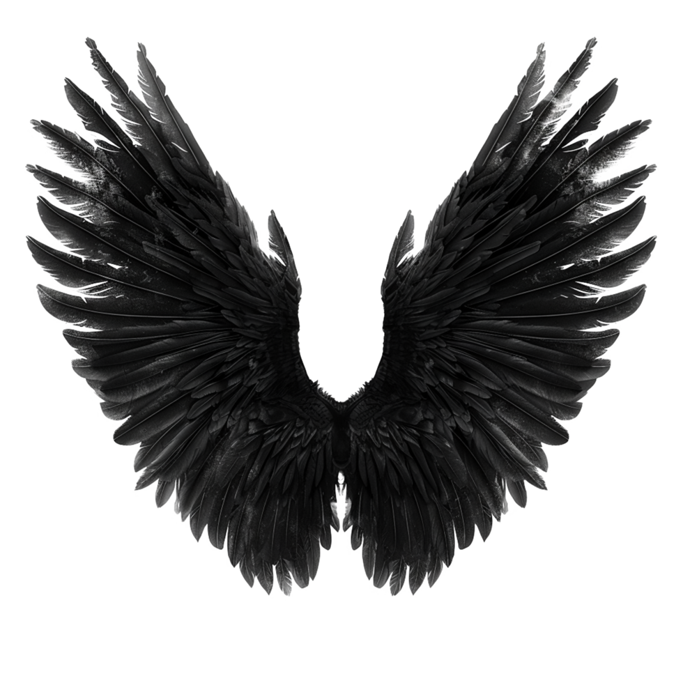 Majestic Pair of Black Raven Wings Isolated on White Background png
