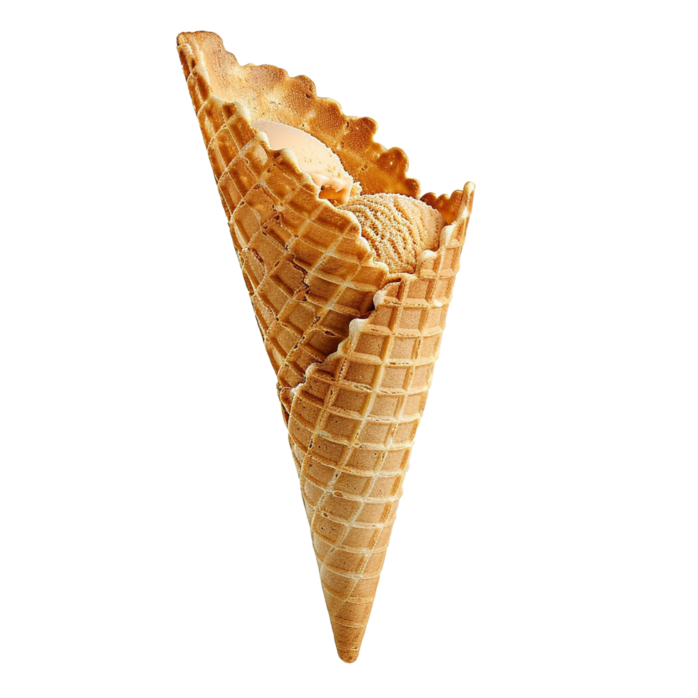 Delicious Double Scoop of Ice Cream in a Crispy Waffle Cone png