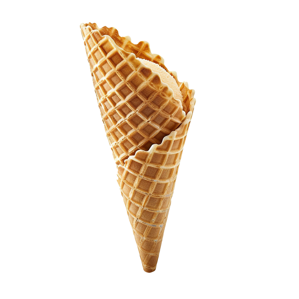 Vanilla Ice Cream in a Crispy Waffle Cone png