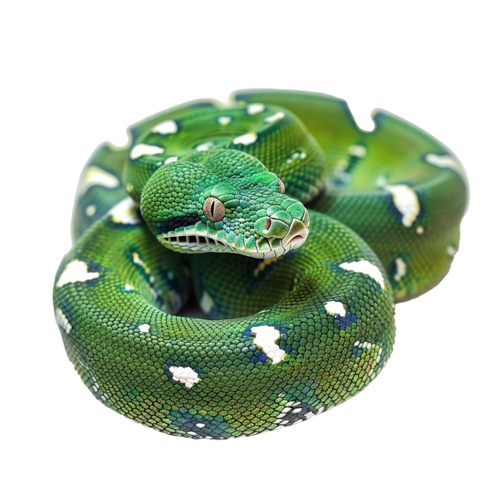 Stunning Green Tree Python Close Up White Background Reptile Scales Texture png