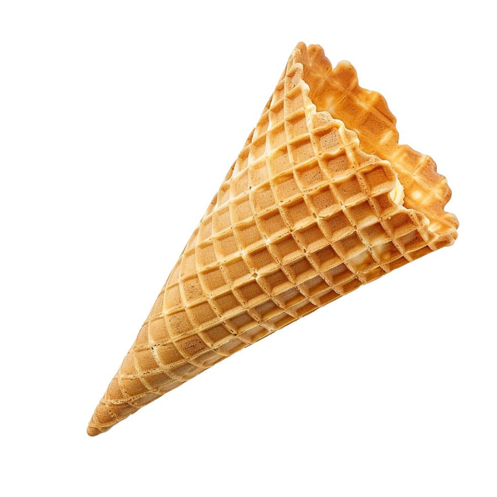 A Delicious Empty Waffle Ice Cream Cone Ready for Scoops of Sweetness png