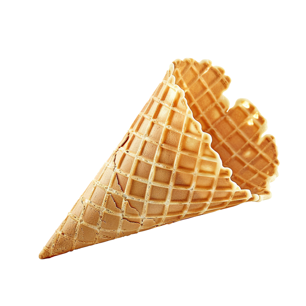 A Single Crispy Waffle Ice Cream Cone Ready for Dessert png