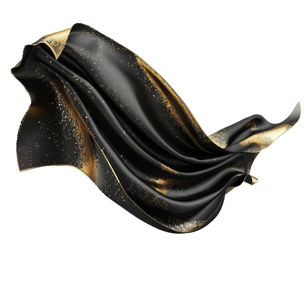 Elegant Black and Gold Fabric Drape Abstract Background Image png