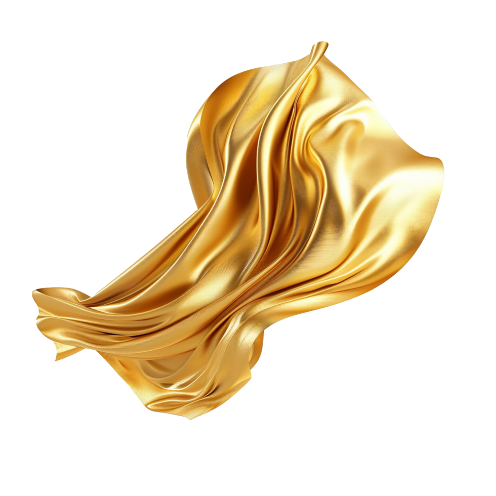 Abstract Golden Silk Fabric Drape Elegant Flowing Waves Luxury Texture Background png