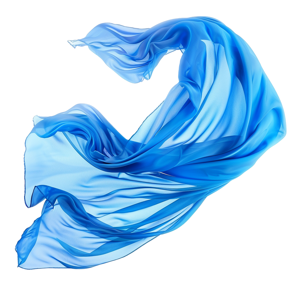 Abstract flowing blue silk fabric in motion, elegant and graceful waves, light and airy texture, soft and luxurious drape, dynamic movement, beautiful and ethereal, fashion and textile design concept png
