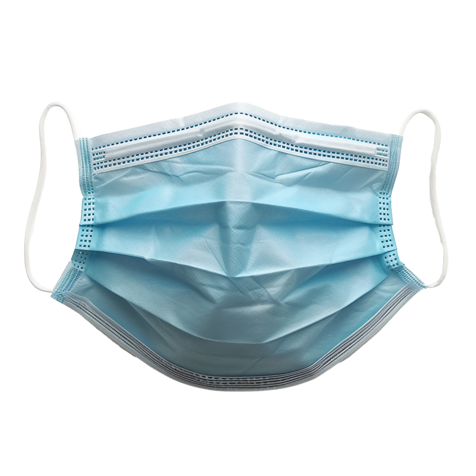 A Single Light Blue Disposable Face Mask with Ear Loops for Protection png