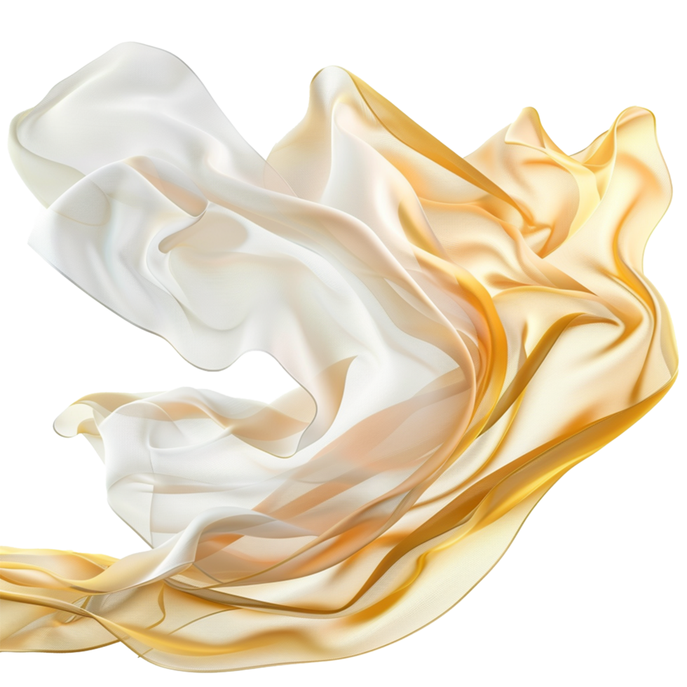 Abstract Flowing Fabric in Elegant Gold and White Hues A Luxurious Textile Design png