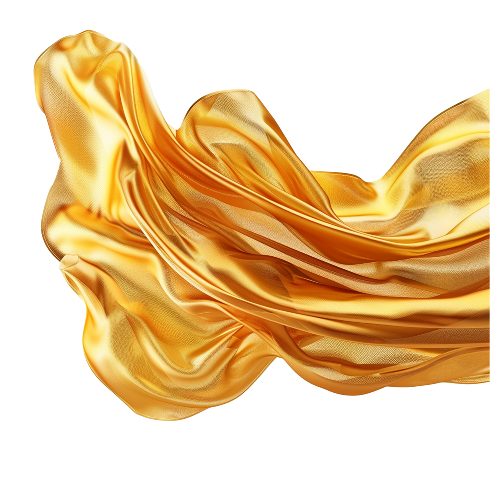 Abstract Golden Silk Fabric Flowing in the Wind Elegant Luxury Background png