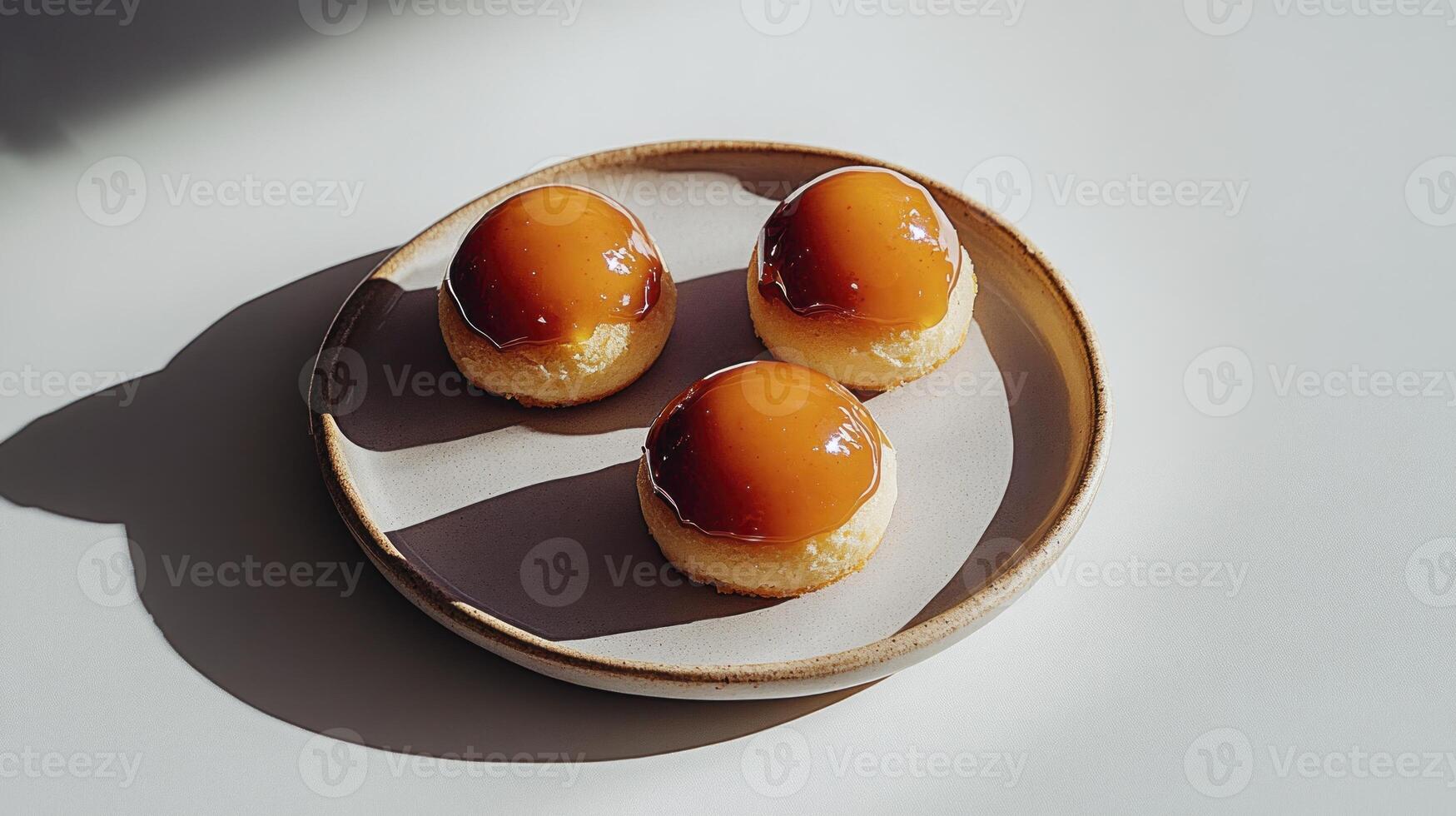 Three small desserts on a plate photo