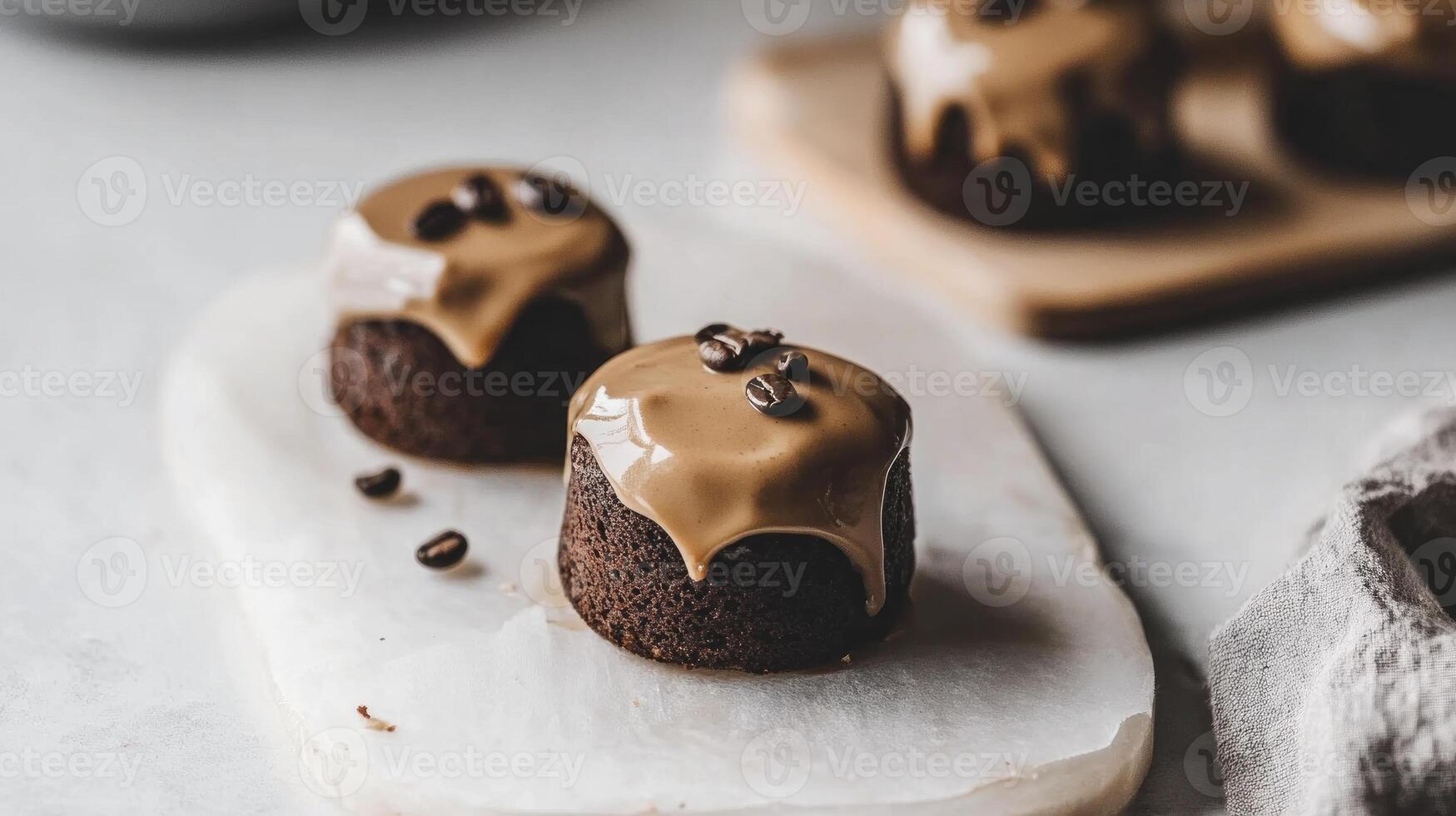 Chocolate cupcakes with peanut butter frosting photo