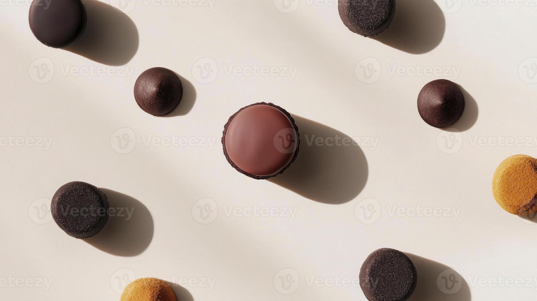 A group of chocolate cookies on a white surface photo