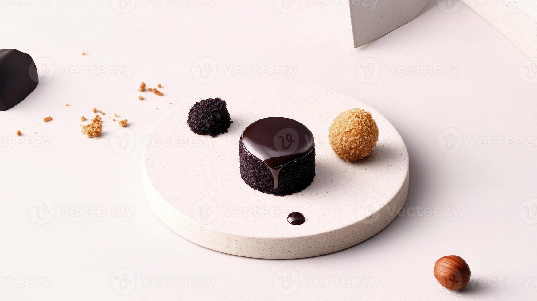 A dessert is shown on a white plate photo