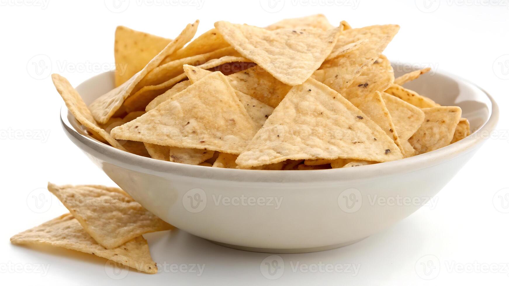 Delicious triangular tortilla chips perfect for snacking and entertaining. photo