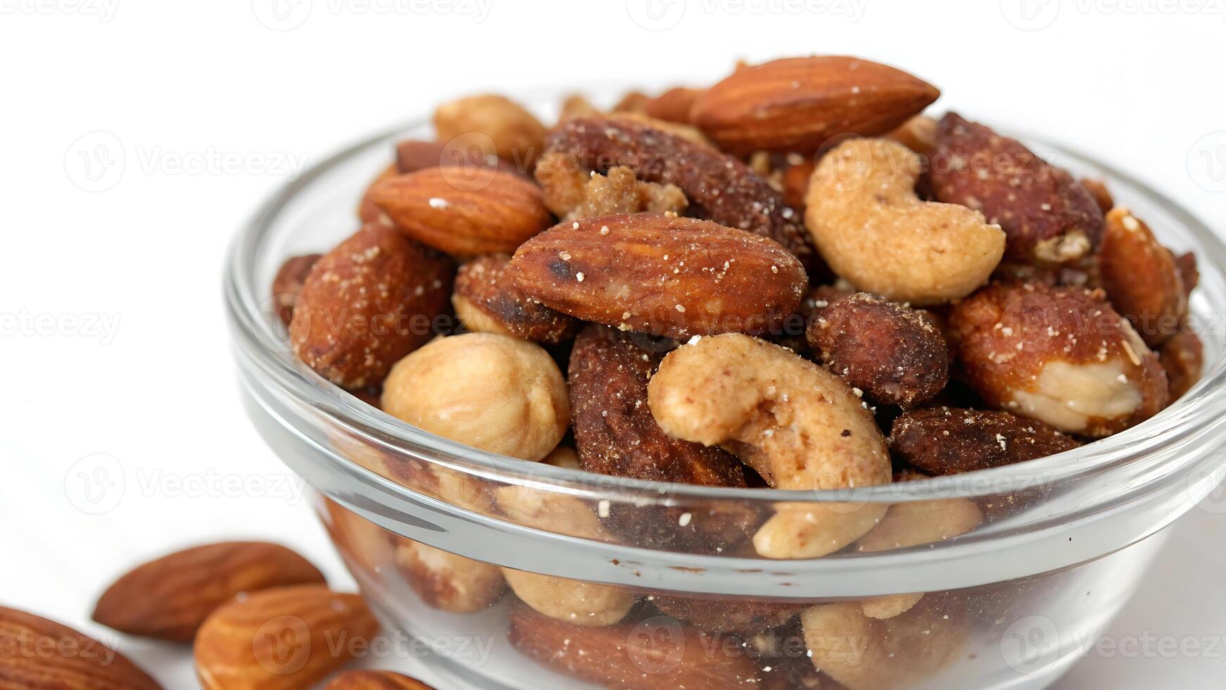Savory nut snack mix with almonds and spices for gourmet enjoyment photo