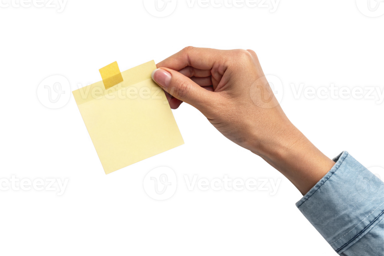 hand holding yellow sticky note with tab, perfect for reminders and notes png