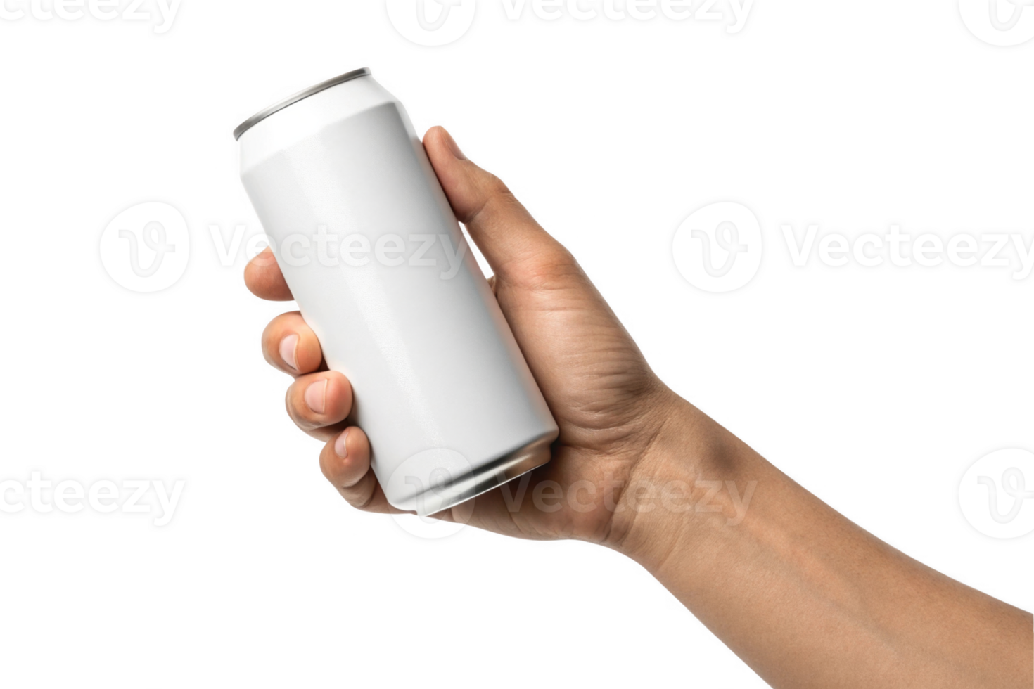 hand holding blank beverage can, ready for consumption or branding png