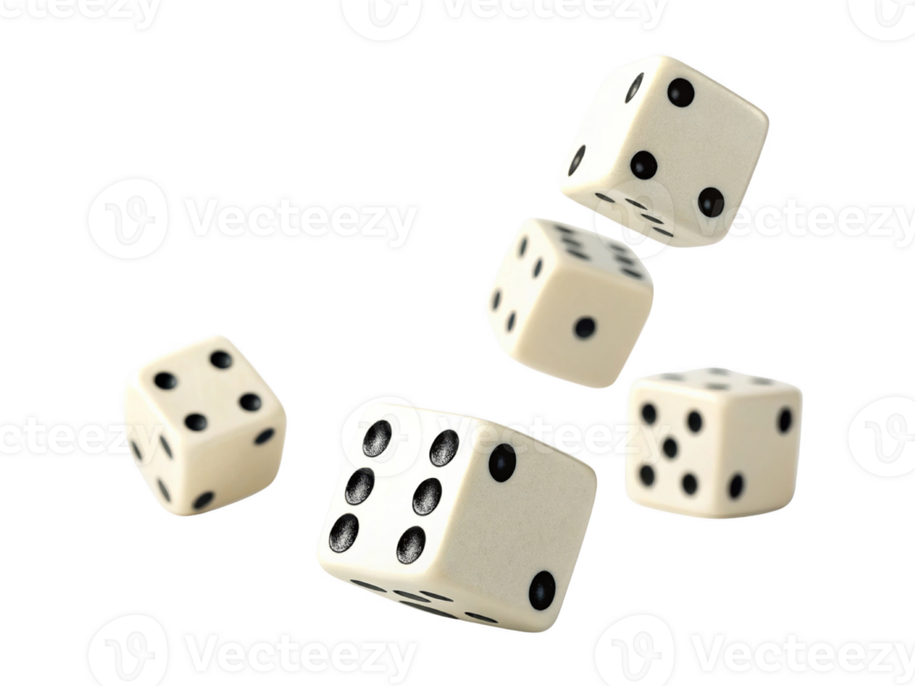 Rolling dice in mid air, showcasing various numbers and excitement png