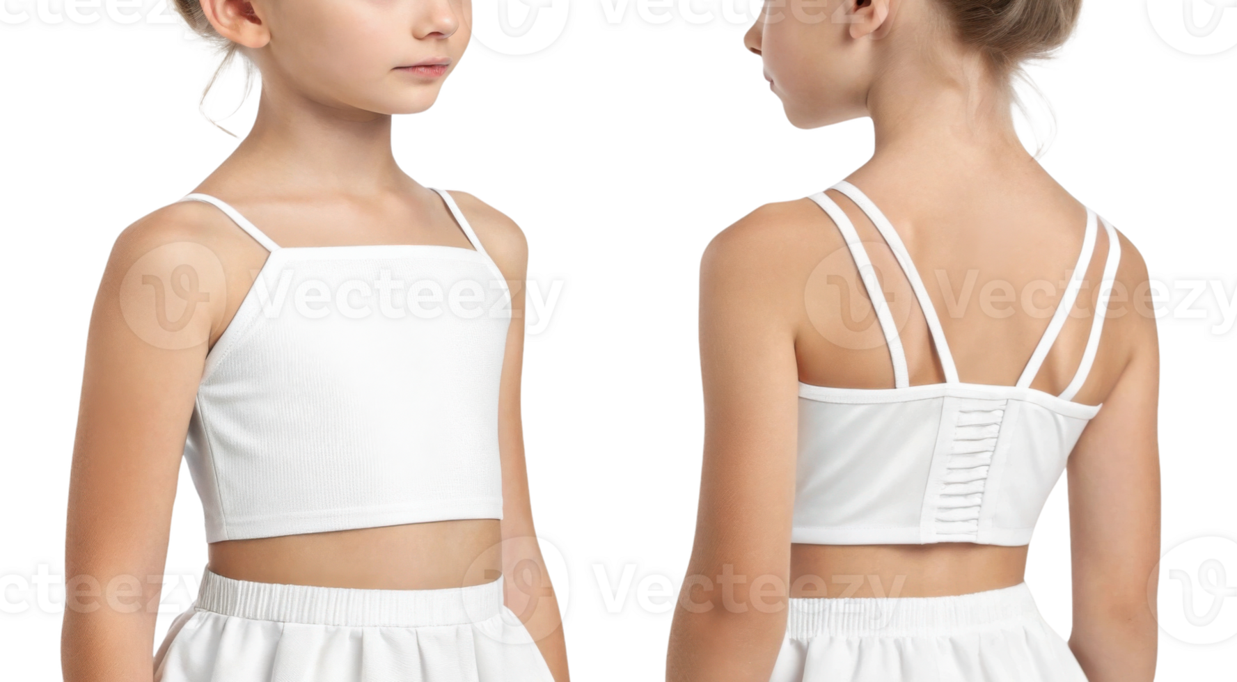 stylish white crop top for girls, featuring square neckline and adjustable straps, perfect for summer outfits png
