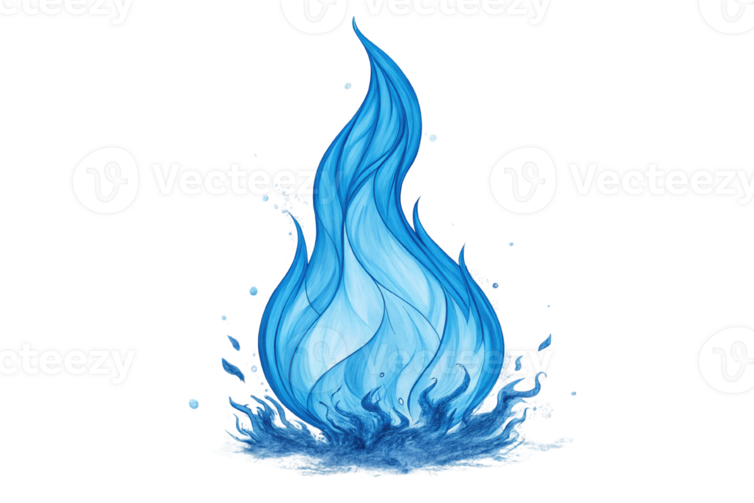 vibrant blue flame with swirling water elements, creating dynamic visual effect png