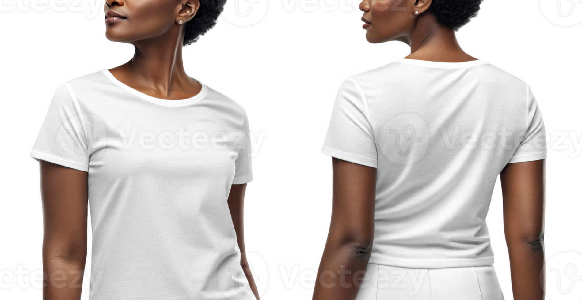 stylish woman in plain white t shirt, showcasing modern look from multiple angles png
