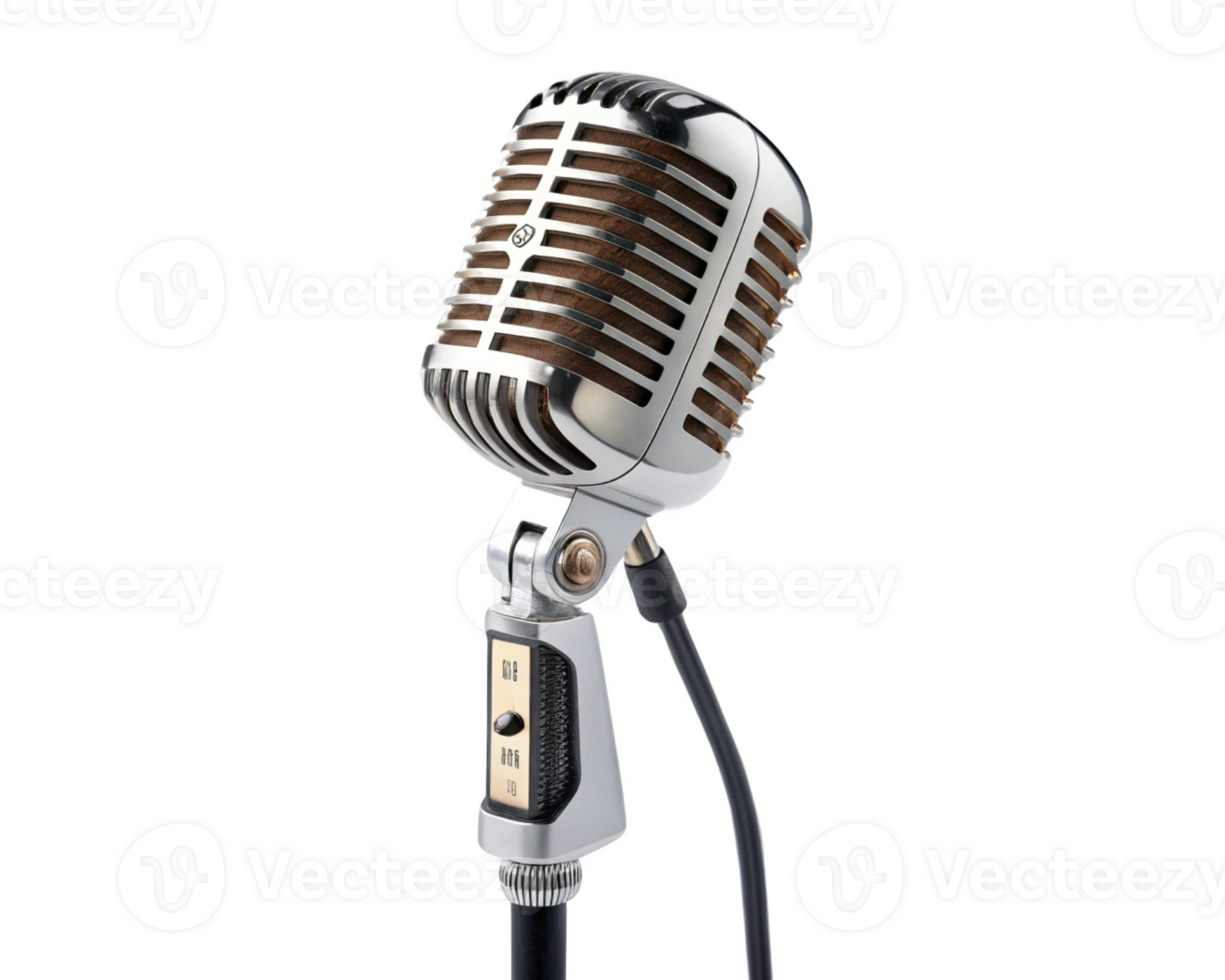 Vintage microphone with classic design, perfect for performances and recordings png