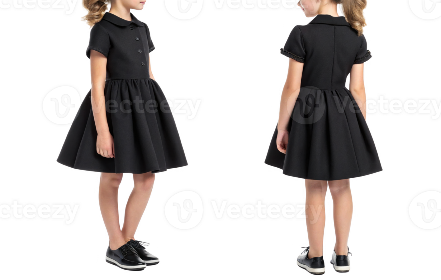 stylish black dress with flared skirt, perfect for casual outings png