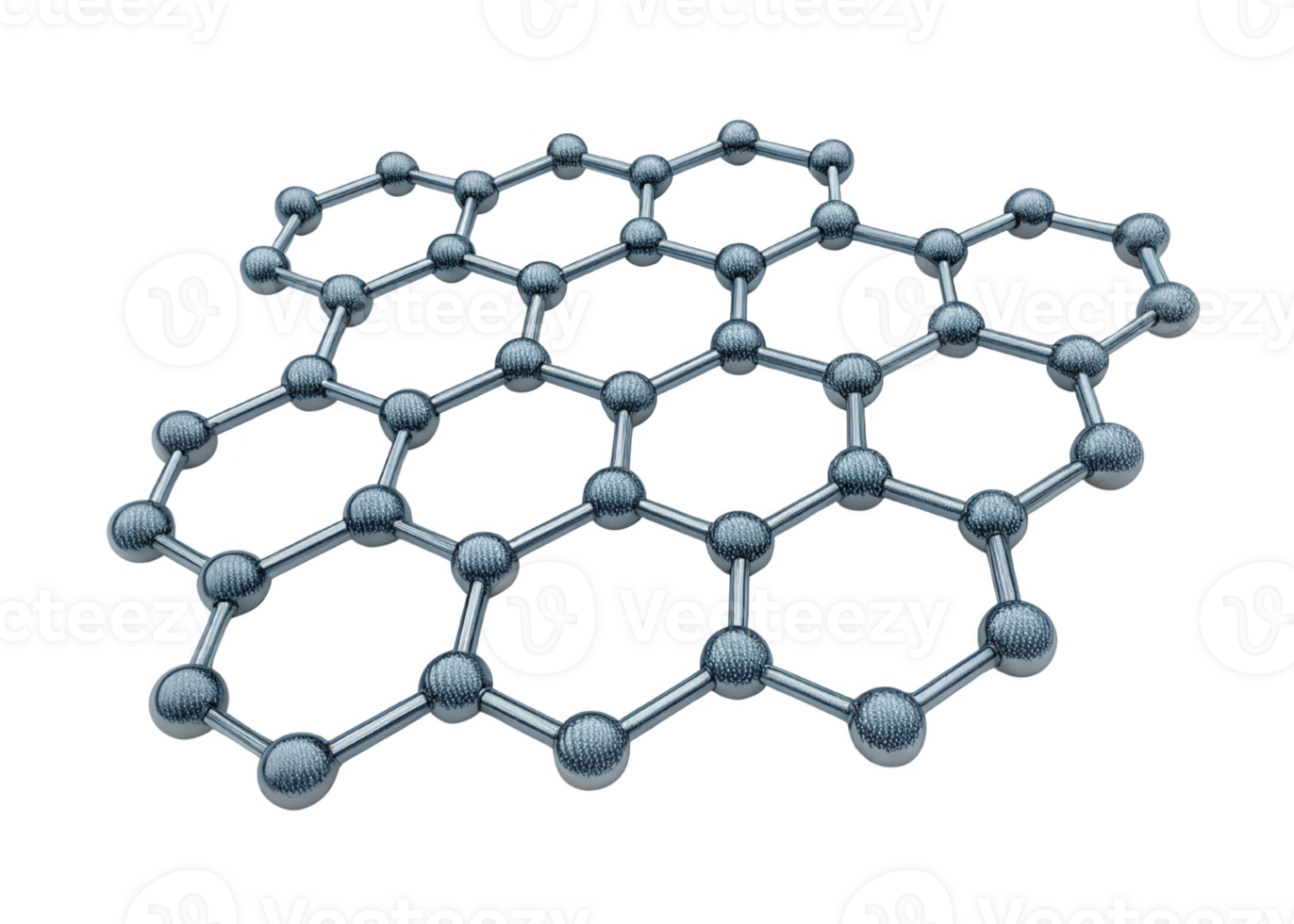Graphene structure with interconnected hexagonal lattice and atoms png