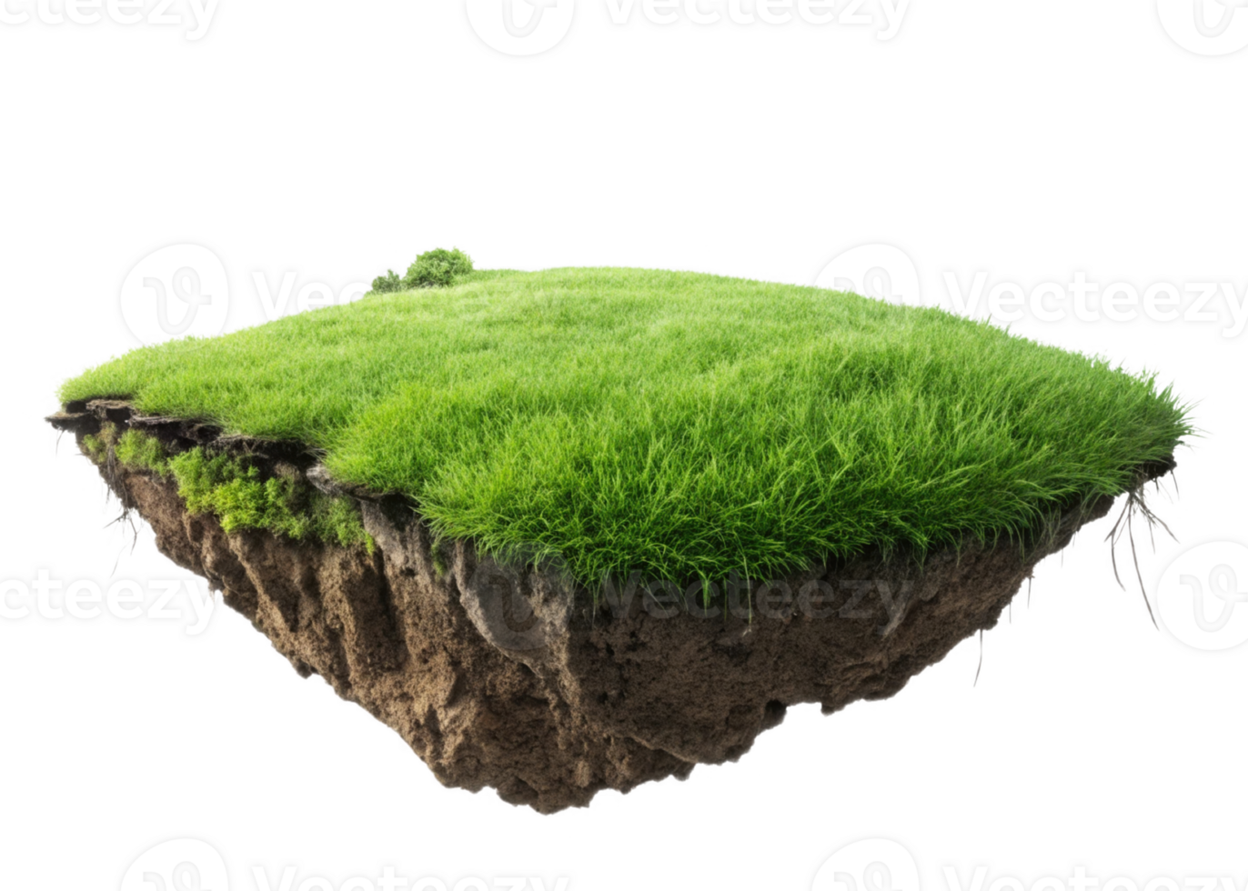 floating patch of grass with soil, showcasing unique landscape element png