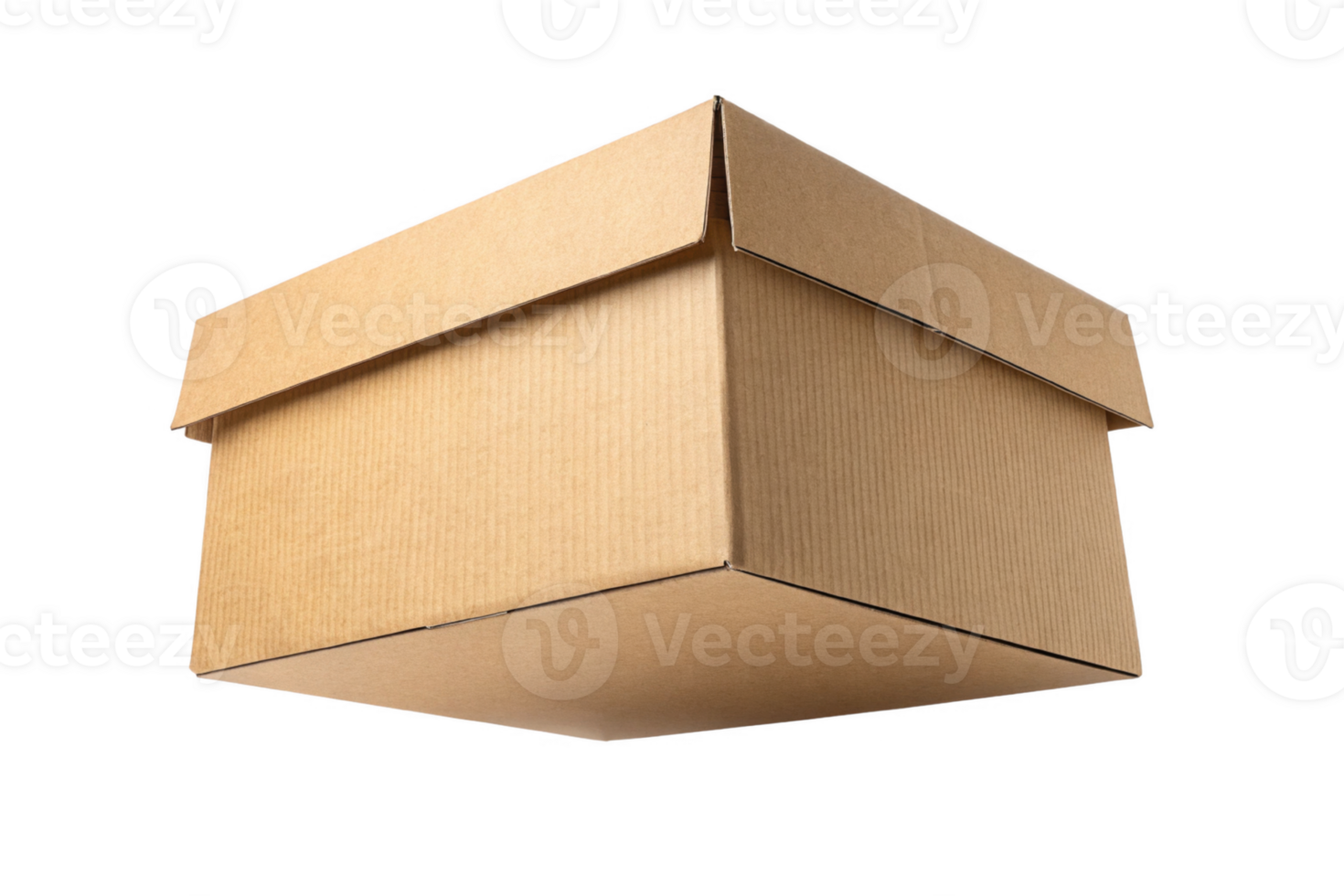 brown cardboard box with flapped lid, ideal for shipping and storage png