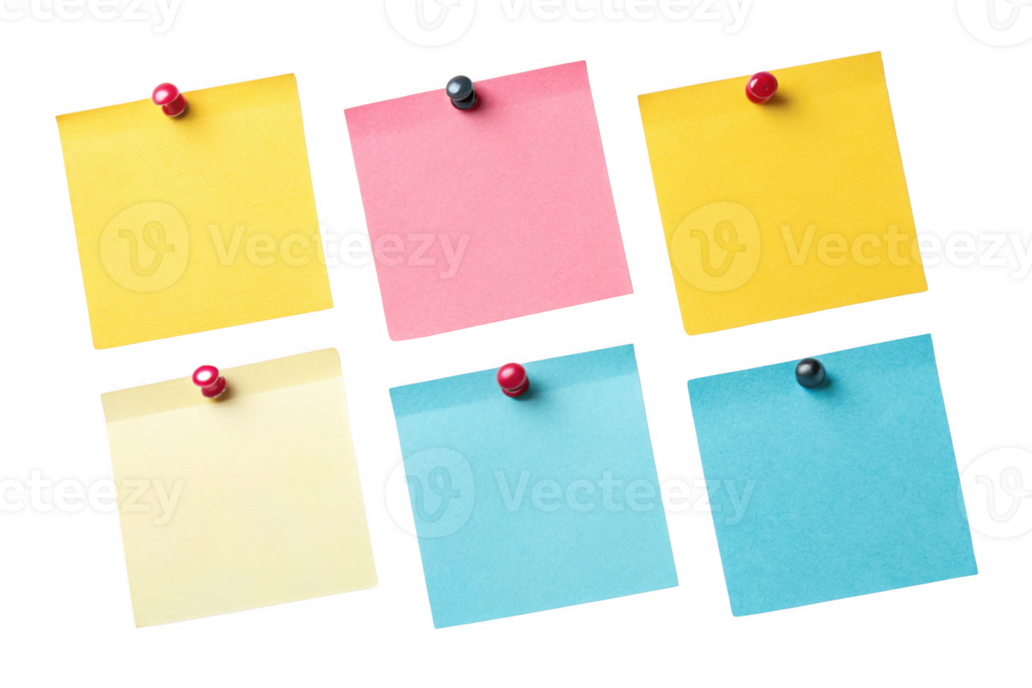 Colorful sticky notes pinned on board, perfect for reminders and organization png